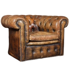Large Leather English Chesterfield Chair