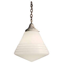 Opaline Glass Ribbed Pendant
