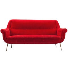 Red Velvet Sofa