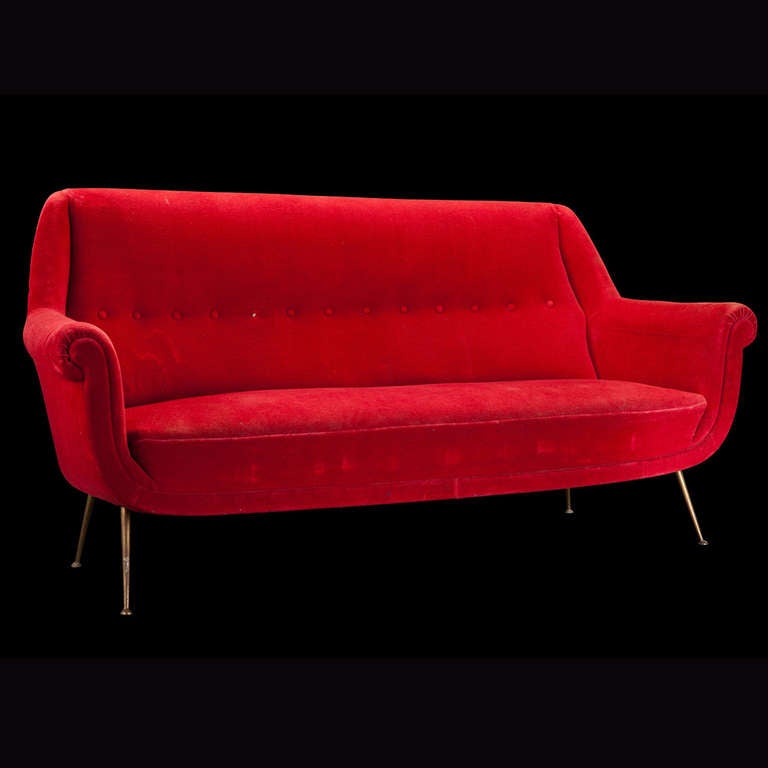 Italian Red Velvet Sofa