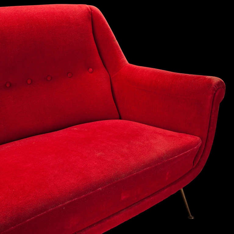 20th Century Red Velvet Sofa