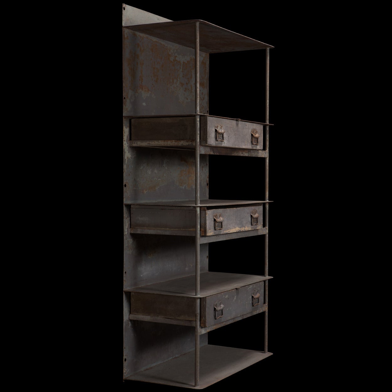 French Industrial Steel Shelving Unit