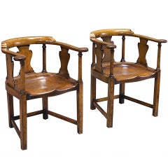 Antique Pair of Oak Smoker Chairs