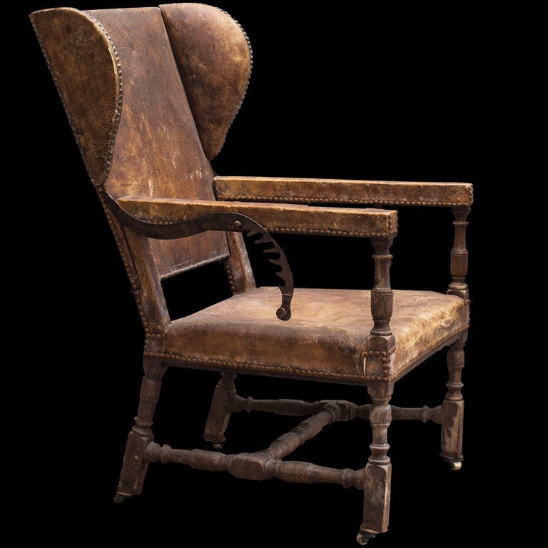 Monumental Leather Wingback Recliner