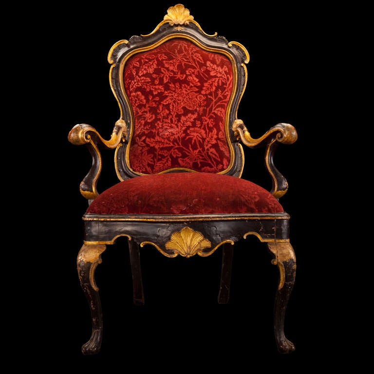 18th Century Black / Gold Gilded Chairs