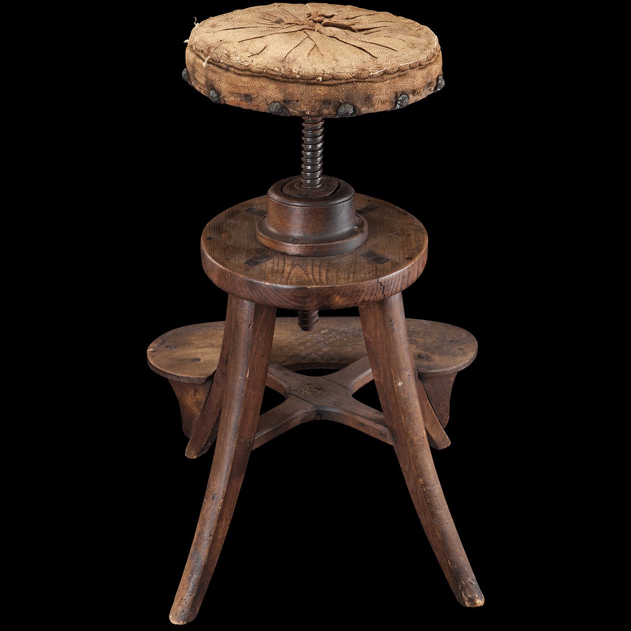 Burlap Primitive Painter's Stool