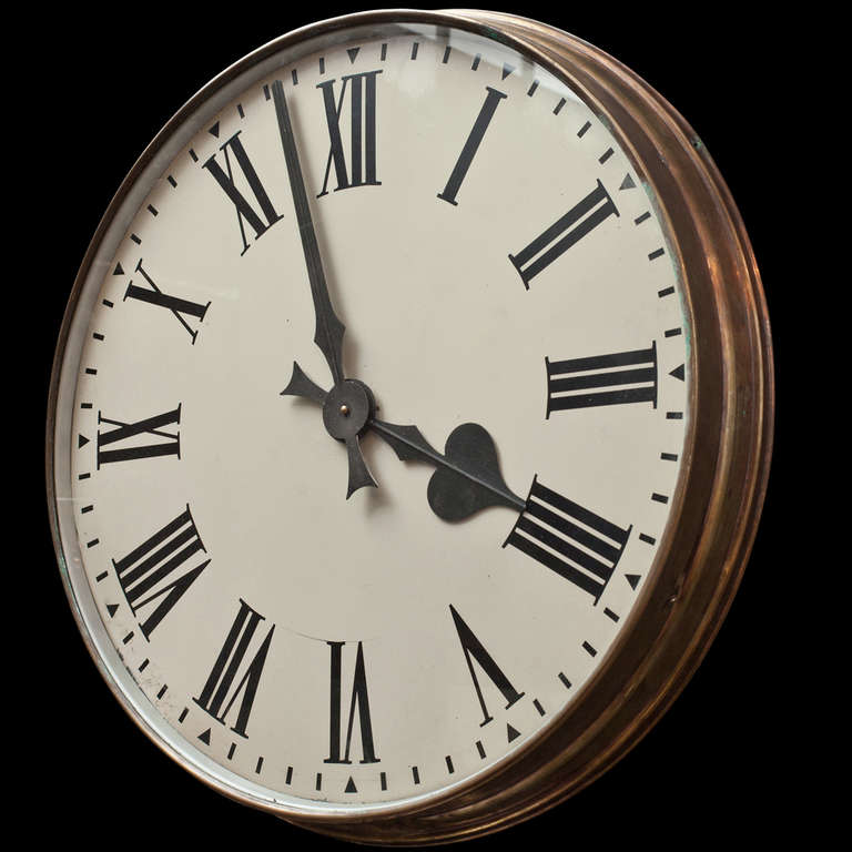 Mid-20th Century Copper Bound Library Clock 