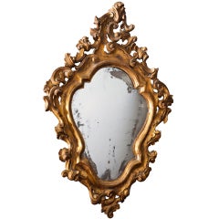 Antique Ornately Carved Gilded Italian Mirror  