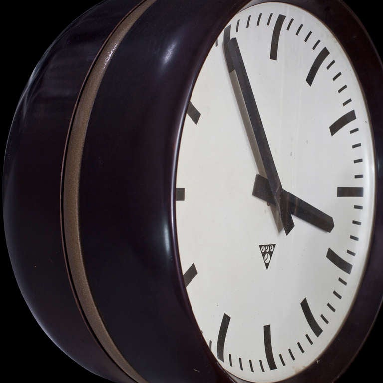 Mid-20th Century Bakelite Double Face Station Clock