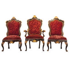 18th Century Black / Gold Gilded Chairs