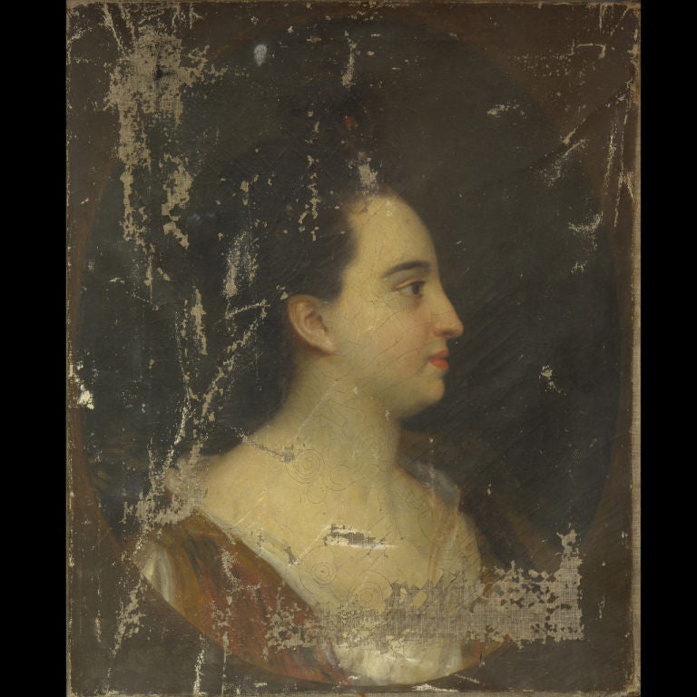 Primitive Oil on canvas Portrait of a woman