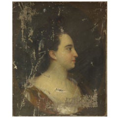 Primitive Oil on canvas Portrait of a woman