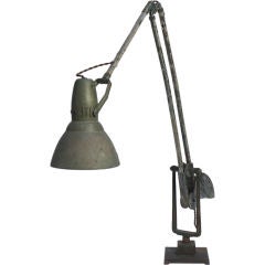 Antique Primitive Counterweighted Desk Lamp