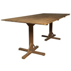 Trestle Table with Unusual Two-Part Base