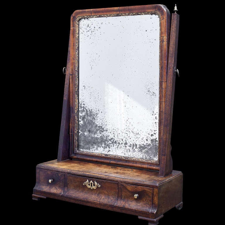 Walnut Table Top Dressing / Toilet Mirror