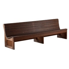 Antique Slatted Wood Theater Bench