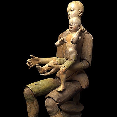 Wood Exceptional 18th Century Italian Santos of Mary with Baby Jesus