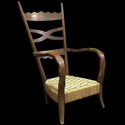 Pair of Unusual Bentwood Rush Seat Chairs