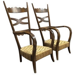Pair of Unusual Bentwood Rush Seat Chairs Pair of Unusual Bentwood Rush Seat Chairs