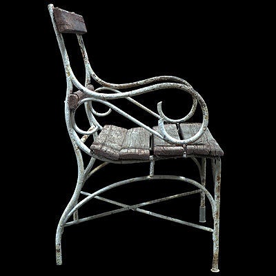 19th Century Pair of Outdoor Garden Chairs with Original White Paint