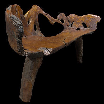 Primitive Burl Root Wood Benches