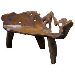 Primitive Burl Root Wood Benches