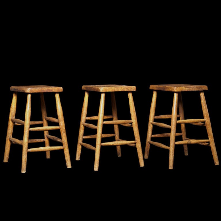 19th Century English Preparatory School Wood Stools