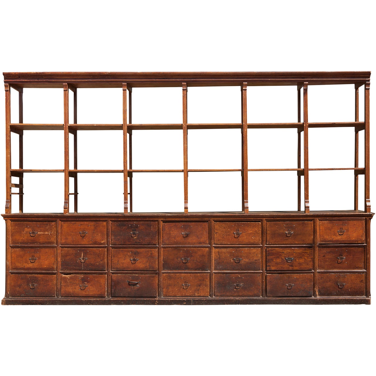Monumental Haberdashery Shelving Unit with Chest of Drawers