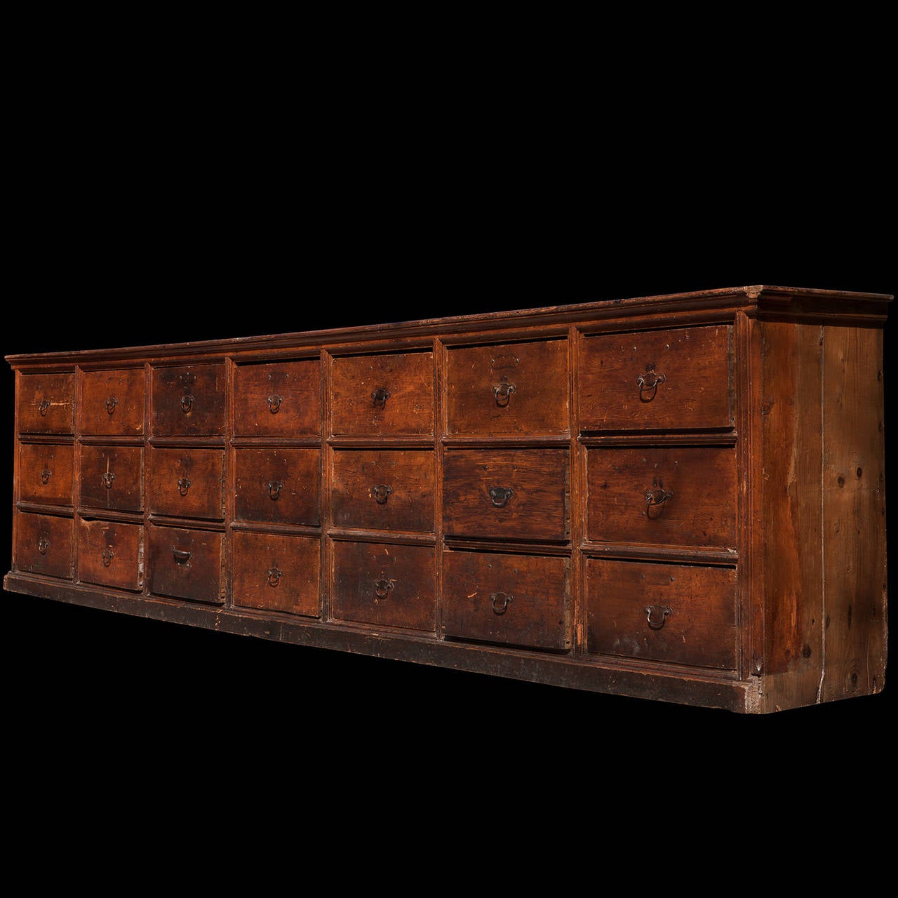 Stained Monumental Haberdashery Shelving Unit with Chest of Drawers