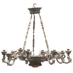 Antique Delicately Carved 19th Century French Wood Chandelier
