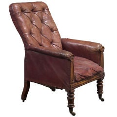 Tufted Leather Library Chair from 19th Century England