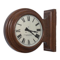 Antique Double Sided Wood Case School Clock