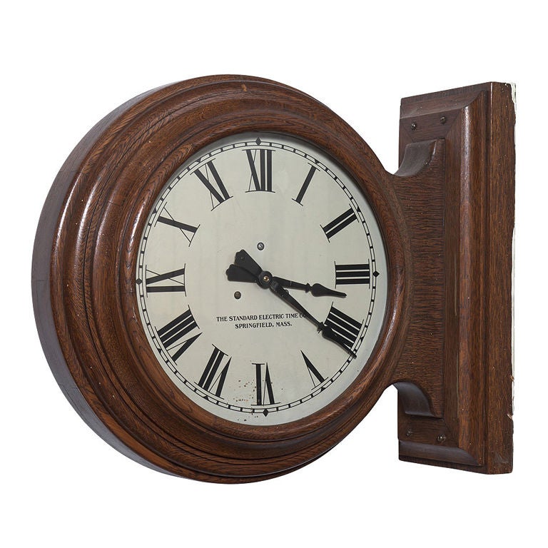 Double Sided Wood Case School Clock