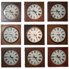 Collection of Nine Wood Case School Clocks