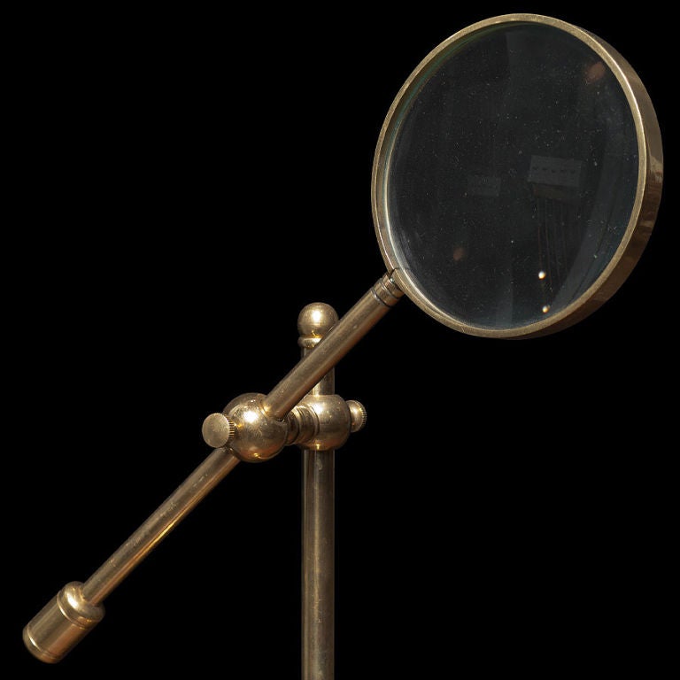 English Large Early Brass Mounted Magnifying Lens
