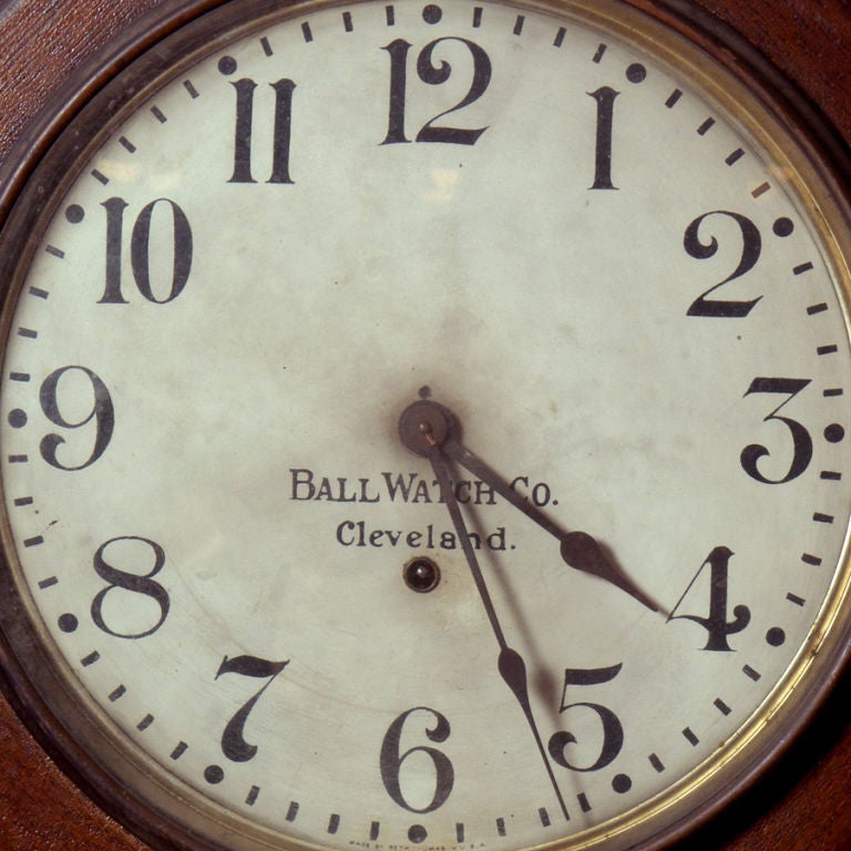 Ball Watch Co. wood case pendulum clock manufactured by Seth Thomas, Cleveland.<br />
Ohio.