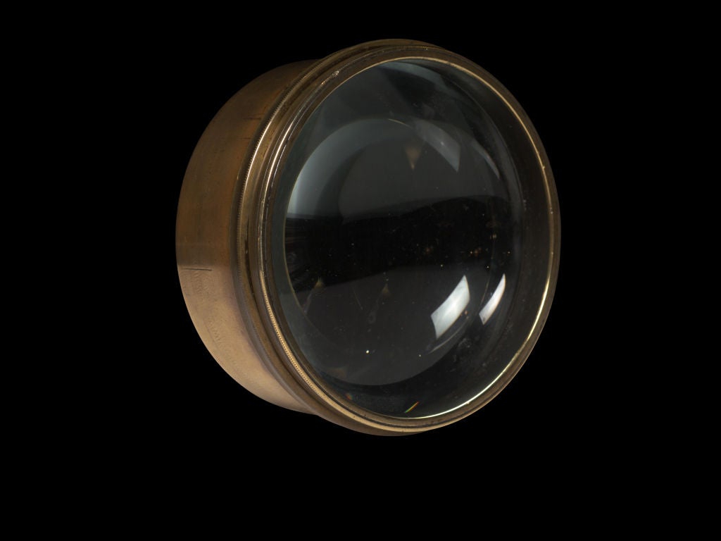 Magic lantern projector lens with brass surround