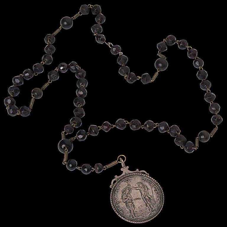 Italian Monks Rosary with Silver Medallion