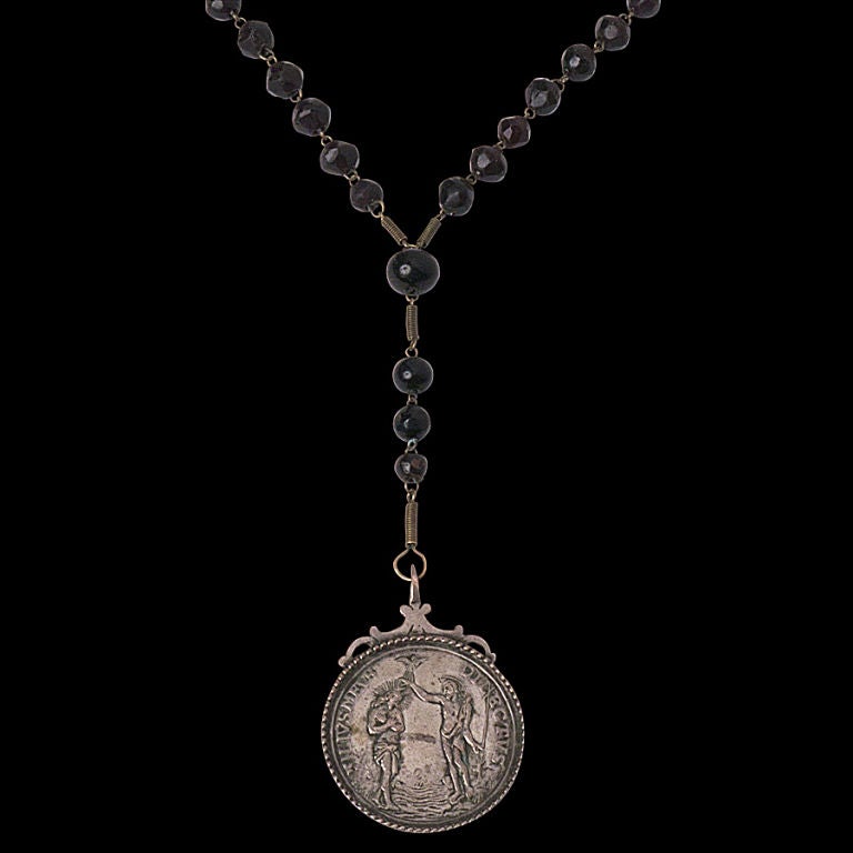 18th Century and Earlier Monks Rosary with Silver Medallion