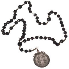 Antique Monks Rosary with Silver Medallion