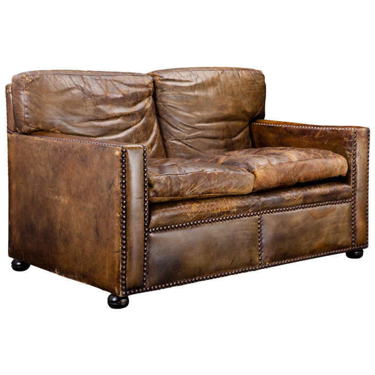 Leather Love Seat at 1stdibs