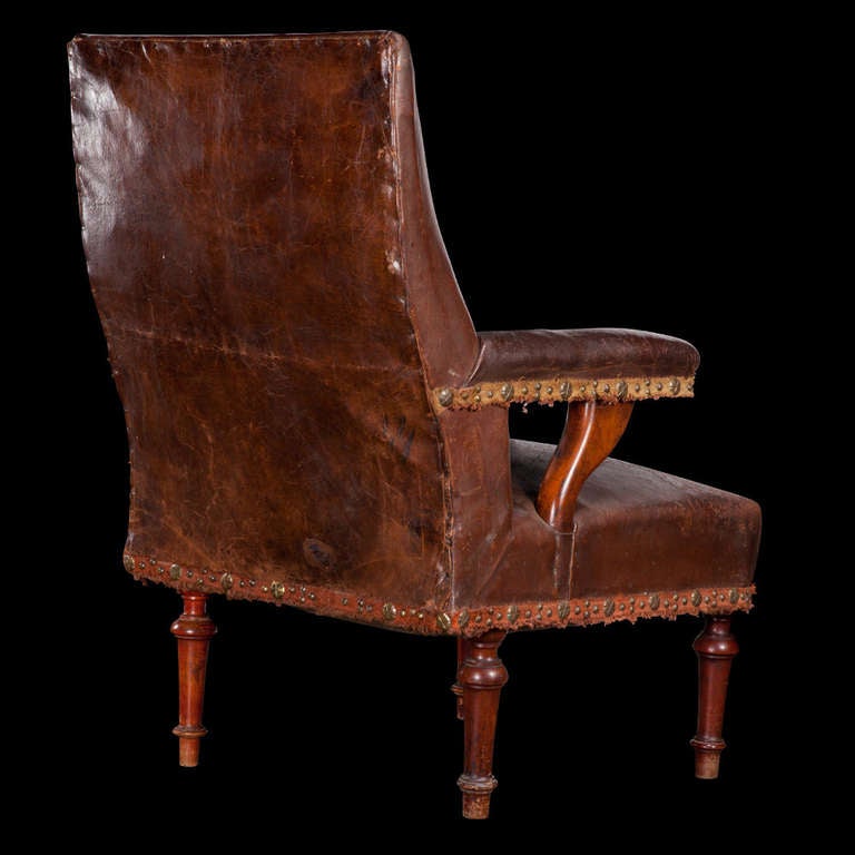 19th Century Leather Campaign Chair