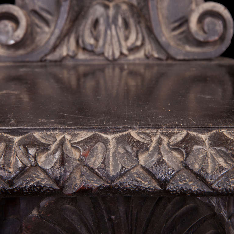 18th Century and Earlier Ornately Carved Black Chairs