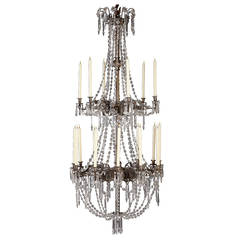 Massive Bronze and Crystal Candle Chandelier Antique Massive Bronze and Crystal Candle Chandelier