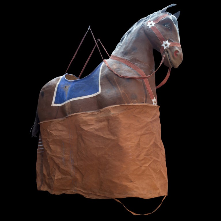 Paper Mache Horse Costume from a Theater Production, hand made, with original mouting straps
