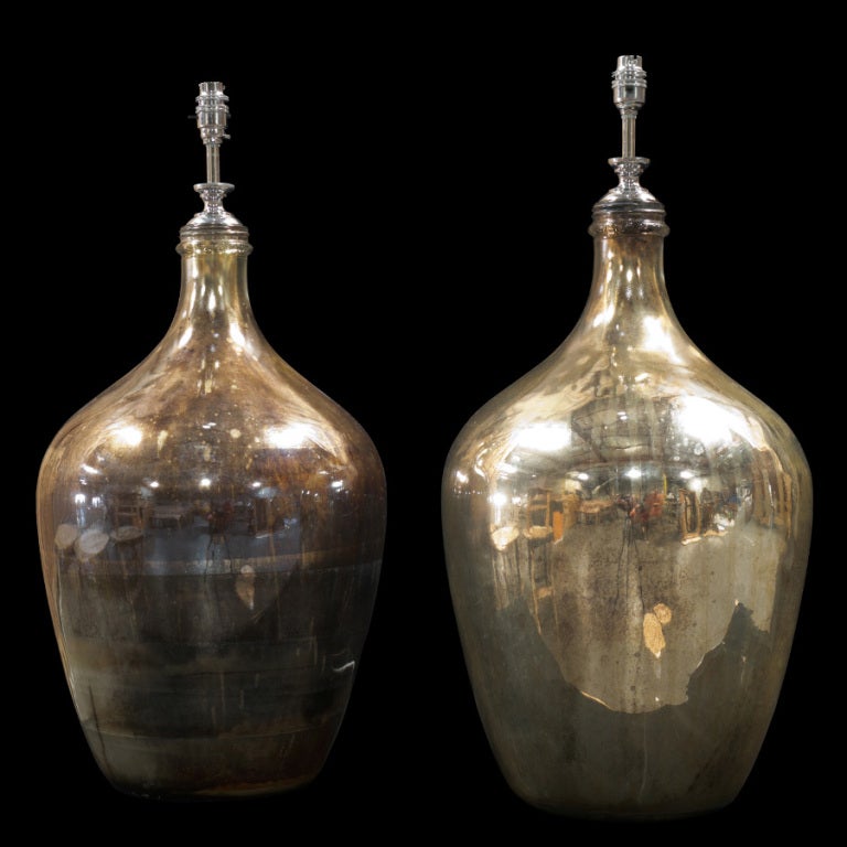 Pair of Large Glass Carboy Table Lamps at 1stDibs