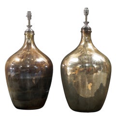 Vintage Pair of Large Glass Carboy Table Lamps