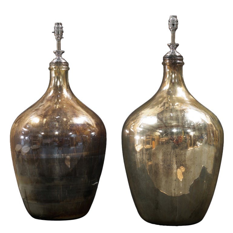 Pair of Large Glass Carboy Table Lamps at 1stDibs