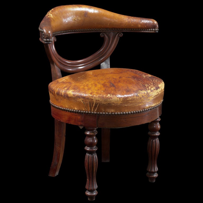 Leather French Parlor Chair from the 19th century