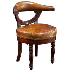 Leather French Parlor Chair from the 19th century
